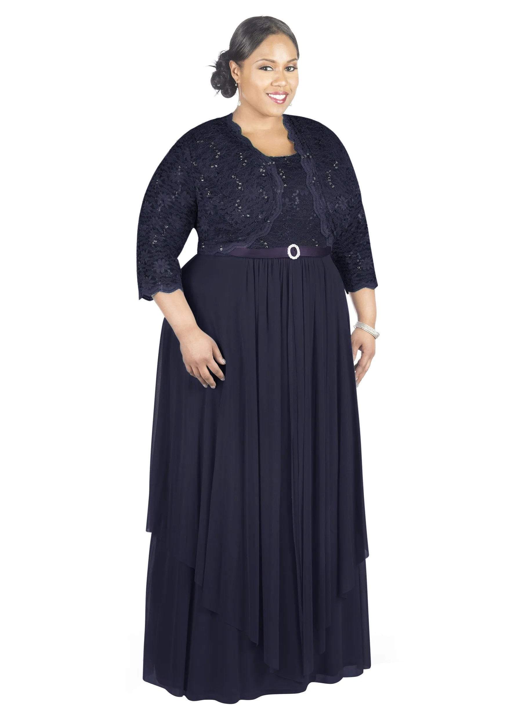 R&M Richards Women's Plus Size Formal Jacket Dress - Mother of the Bride Dress