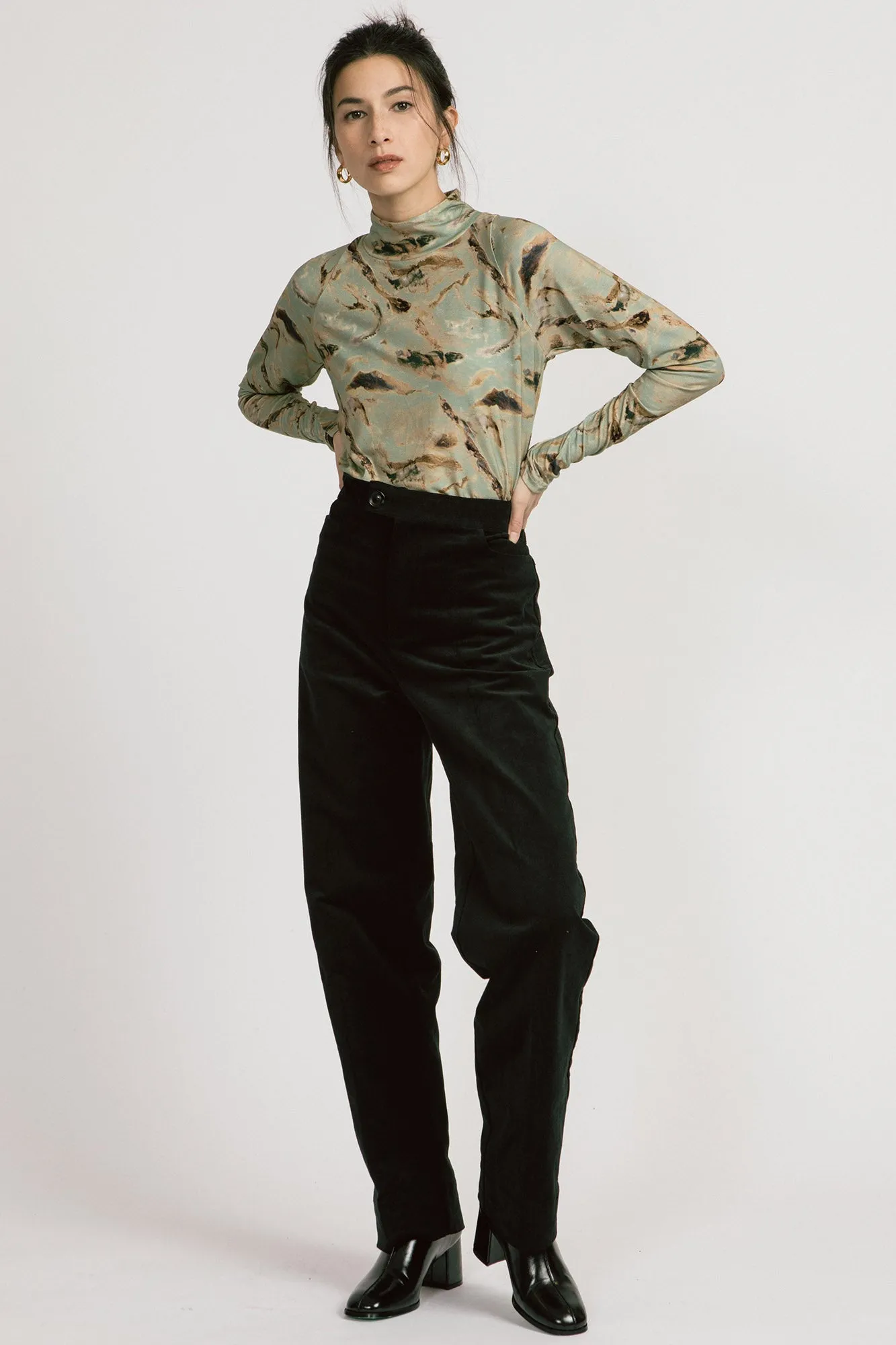 Rebecca Turtleneck Sage Print