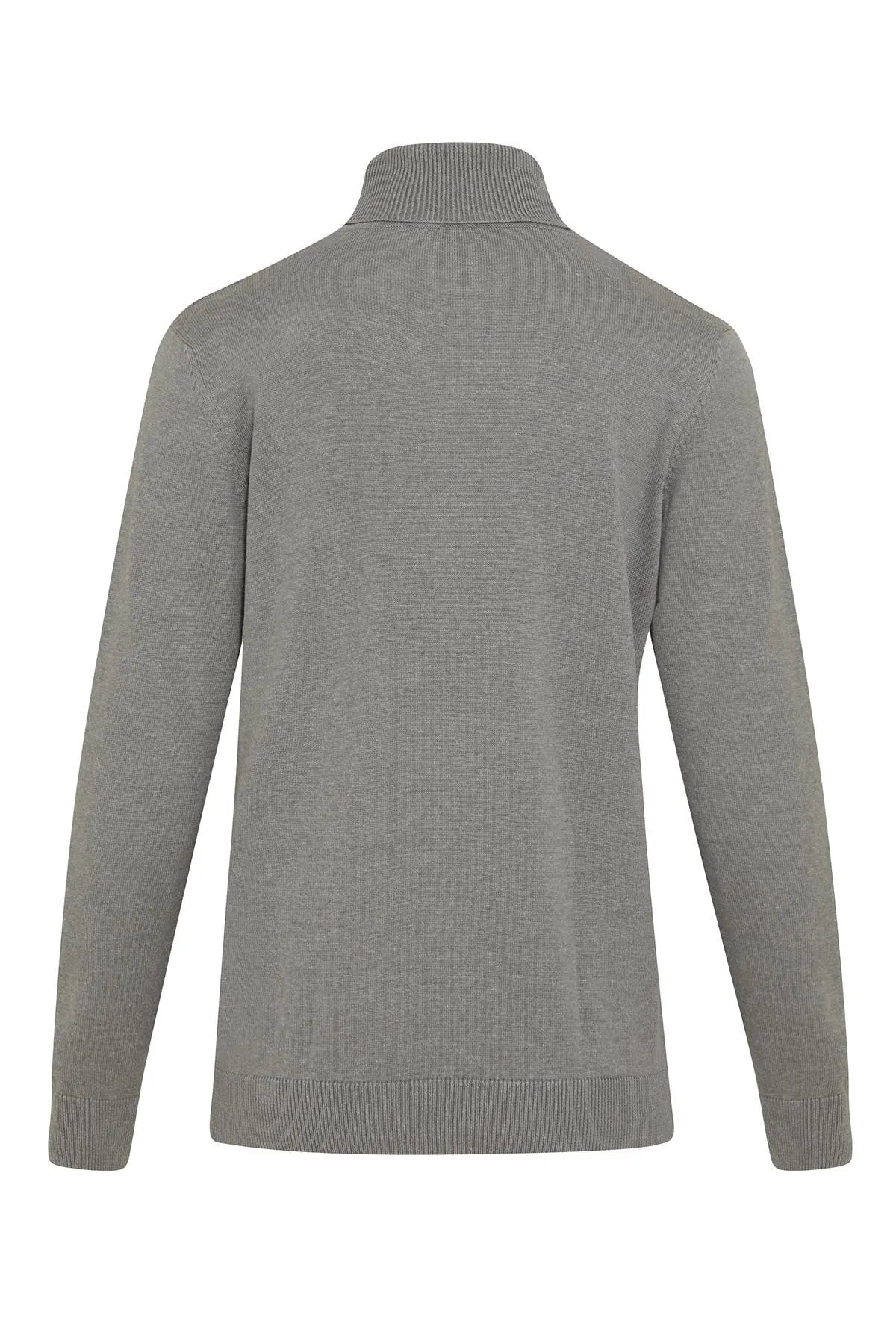 Regular Fit Light Gray Cotton Blend Turtleneck Sweater