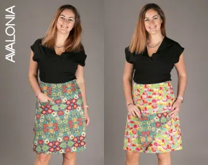 Reversible A Line Yellow Green Floral Print with Pocket