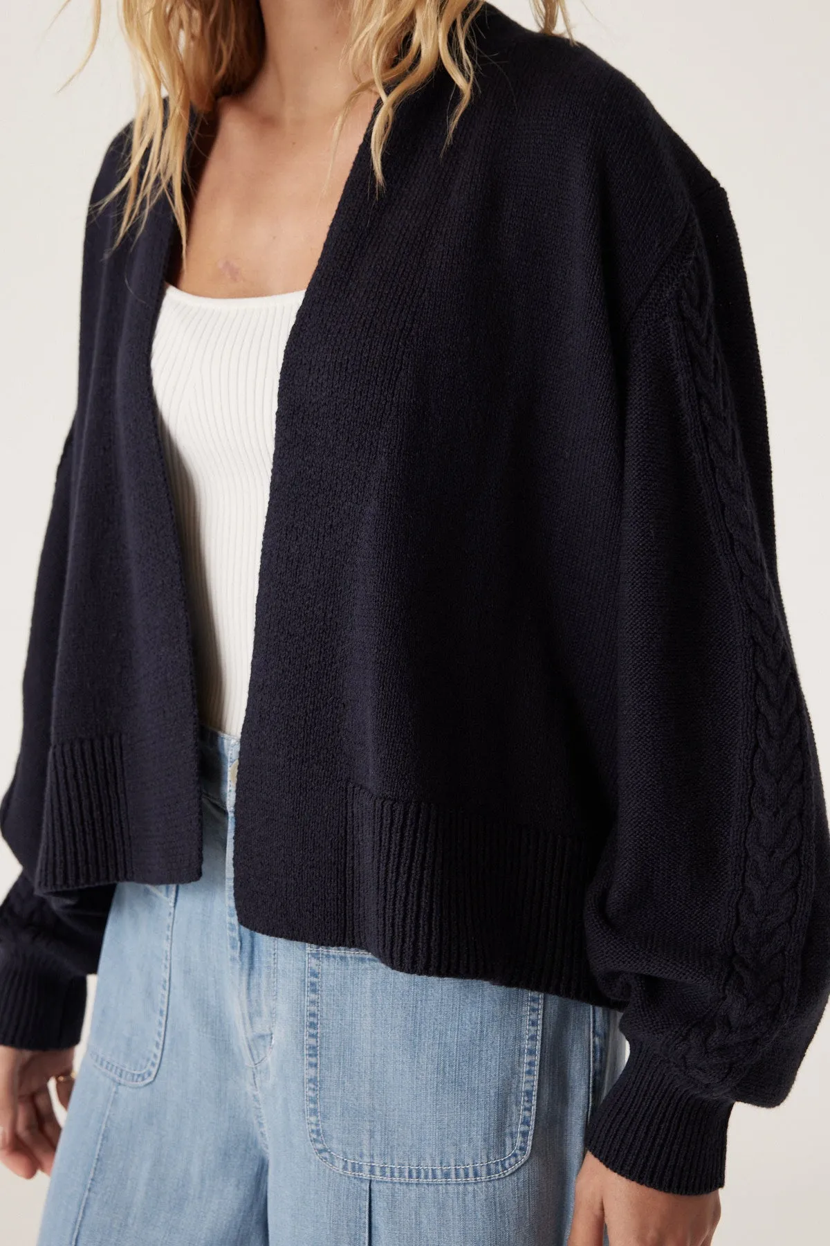 Riviera Cable Knit Cardigan - Navy