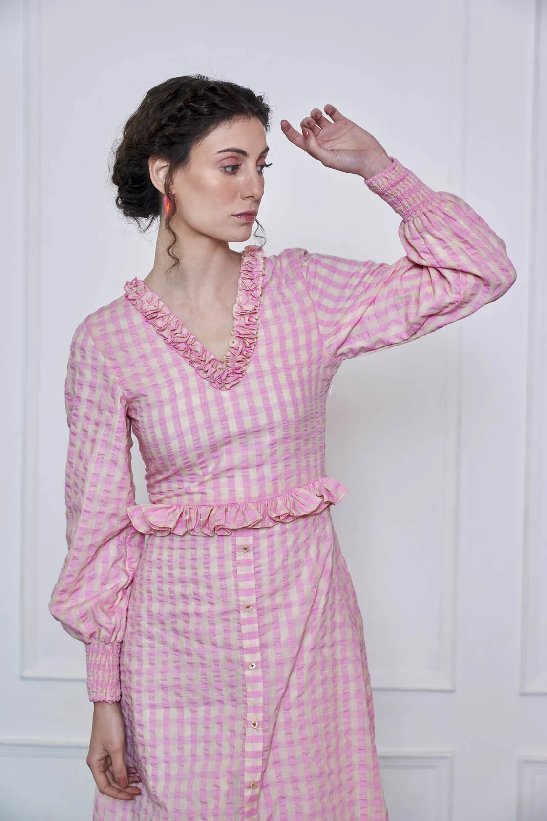 Roeship Ghingam Checkered Midi Dress