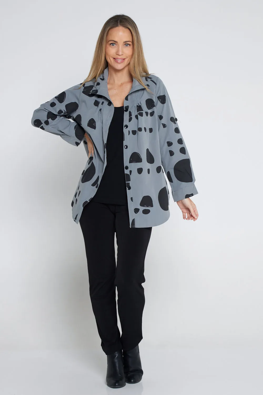 Roma Jacket - Grey/Black Spot