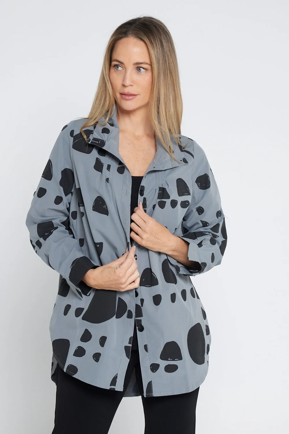 Roma Jacket - Grey/Black Spot