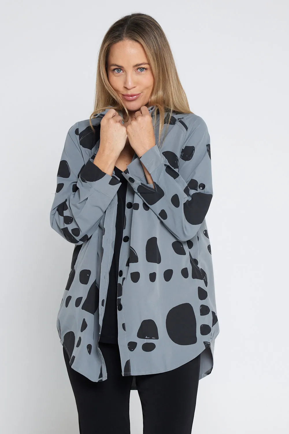 Roma Jacket - Grey/Black Spot