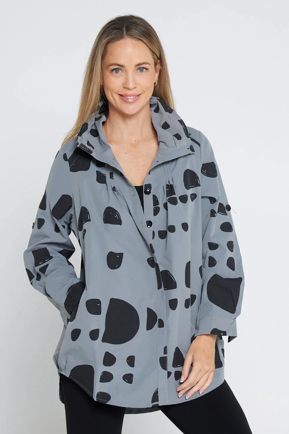 Roma Jacket - Grey/Black Spot