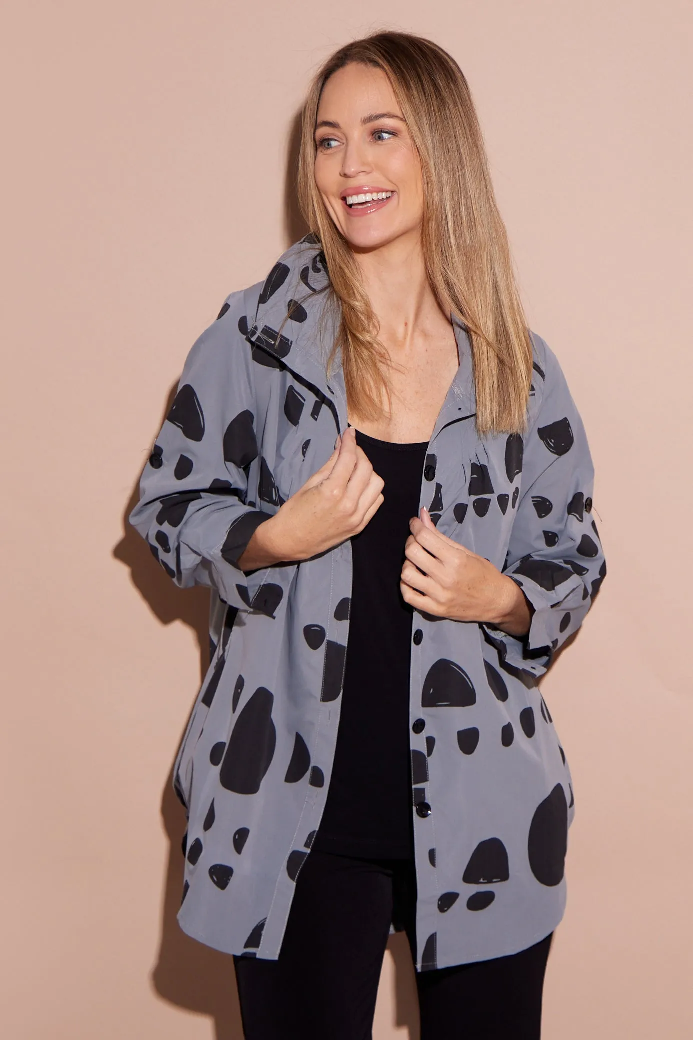 Roma Jacket - Grey/Black Spot