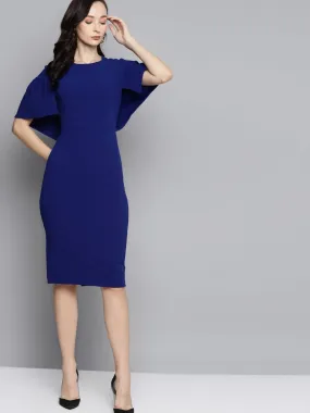 Royal Blue Frill Cape Bodycon Dress