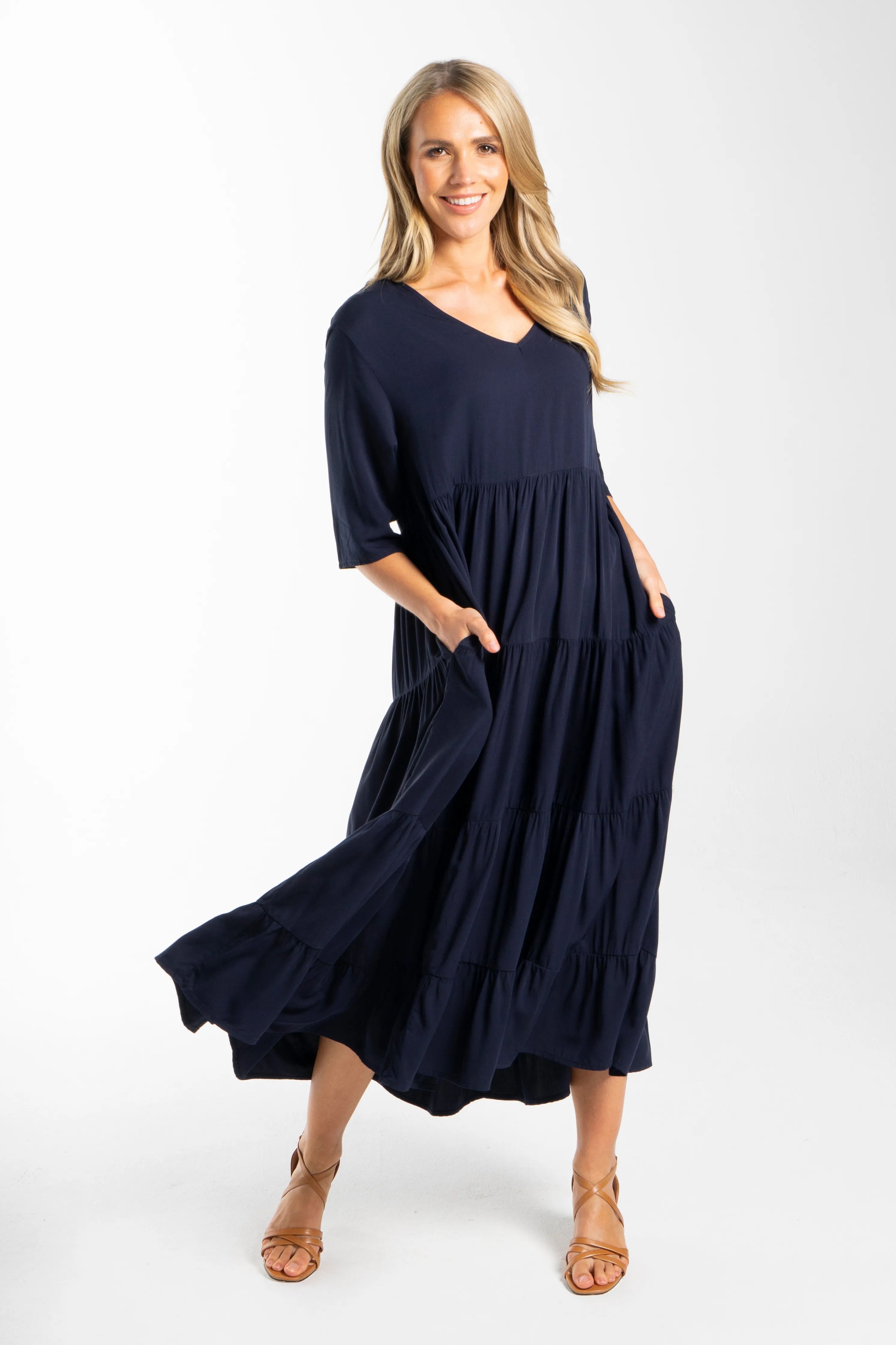 Ruffle Dress | Navy | FINAL SALE