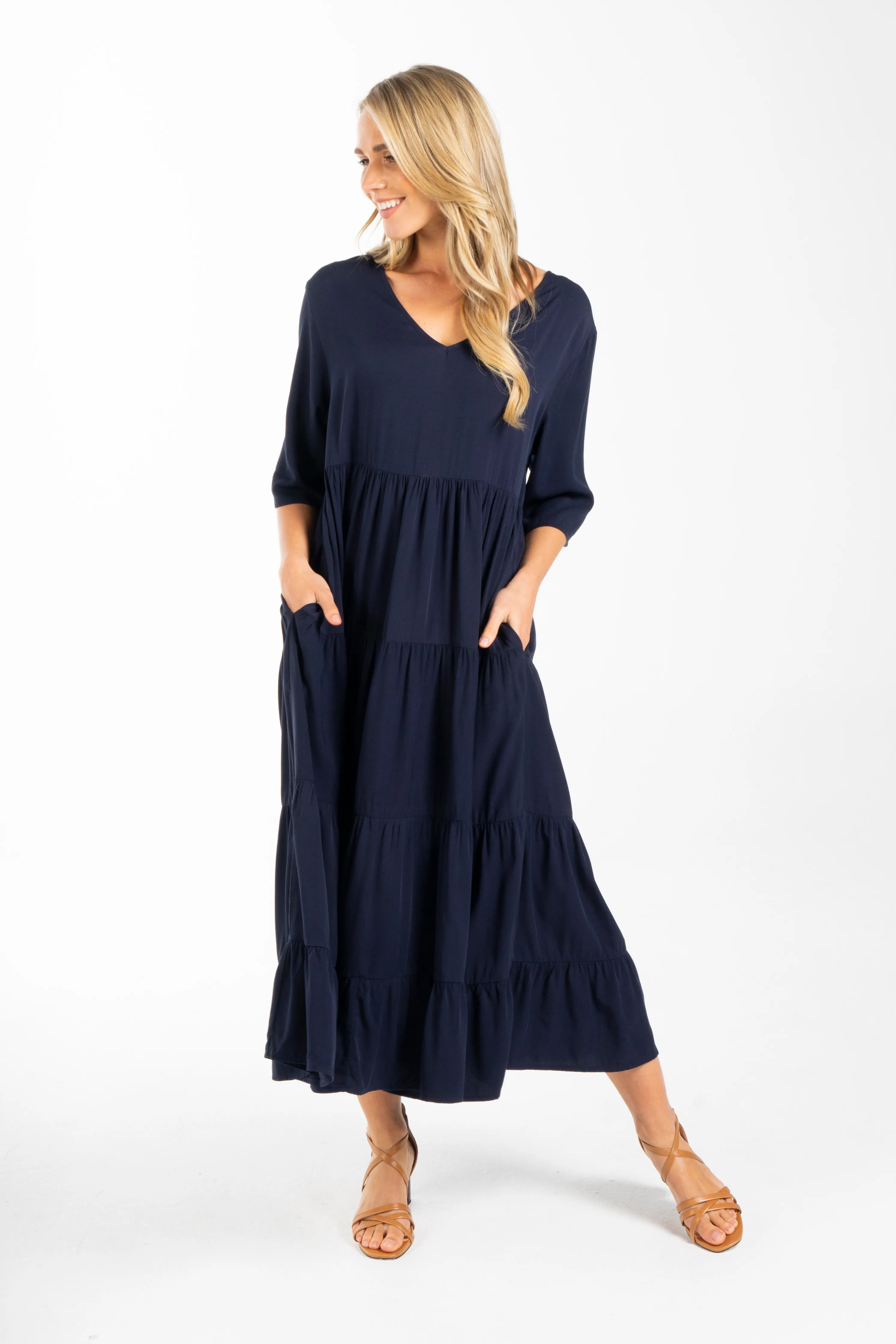 Ruffle Dress | Navy | FINAL SALE