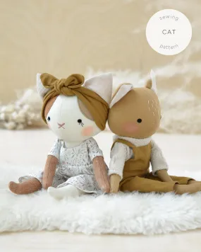 Sewing Pattern - Cat doll   2 outfits