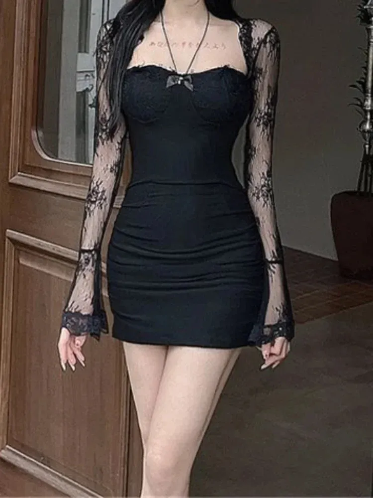 Sexy Club Lace Bodycon Mini dress Women Design Slim Skinny Wrap Sheath Short Dresses Party Outfits Sex  In Fashion