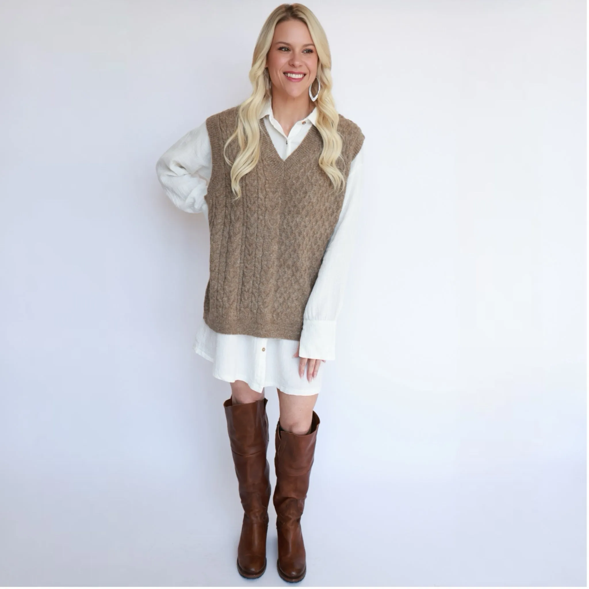 Shelly Cable Knit Sweater Vest