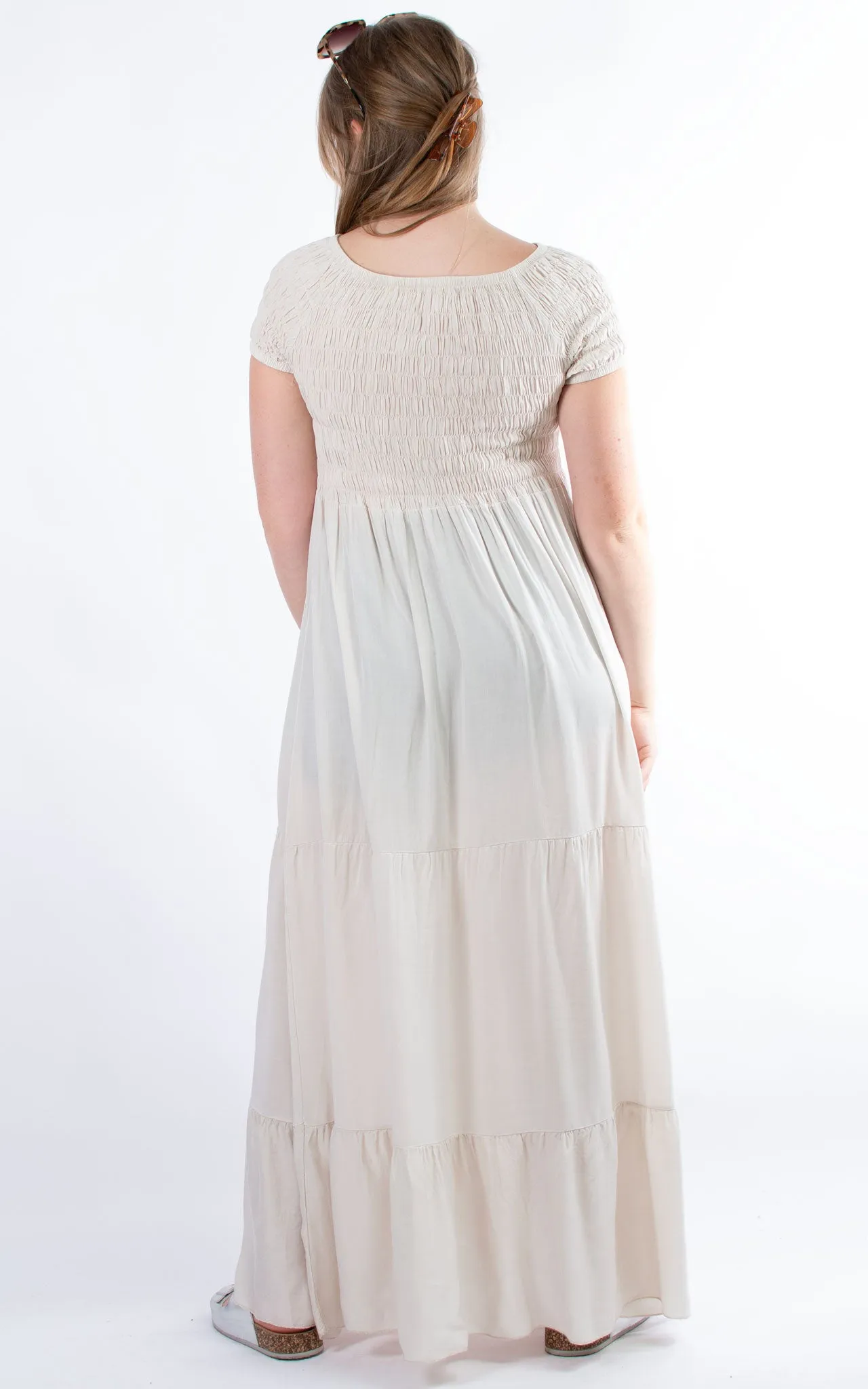 Shirred Maxi Dress | Stone