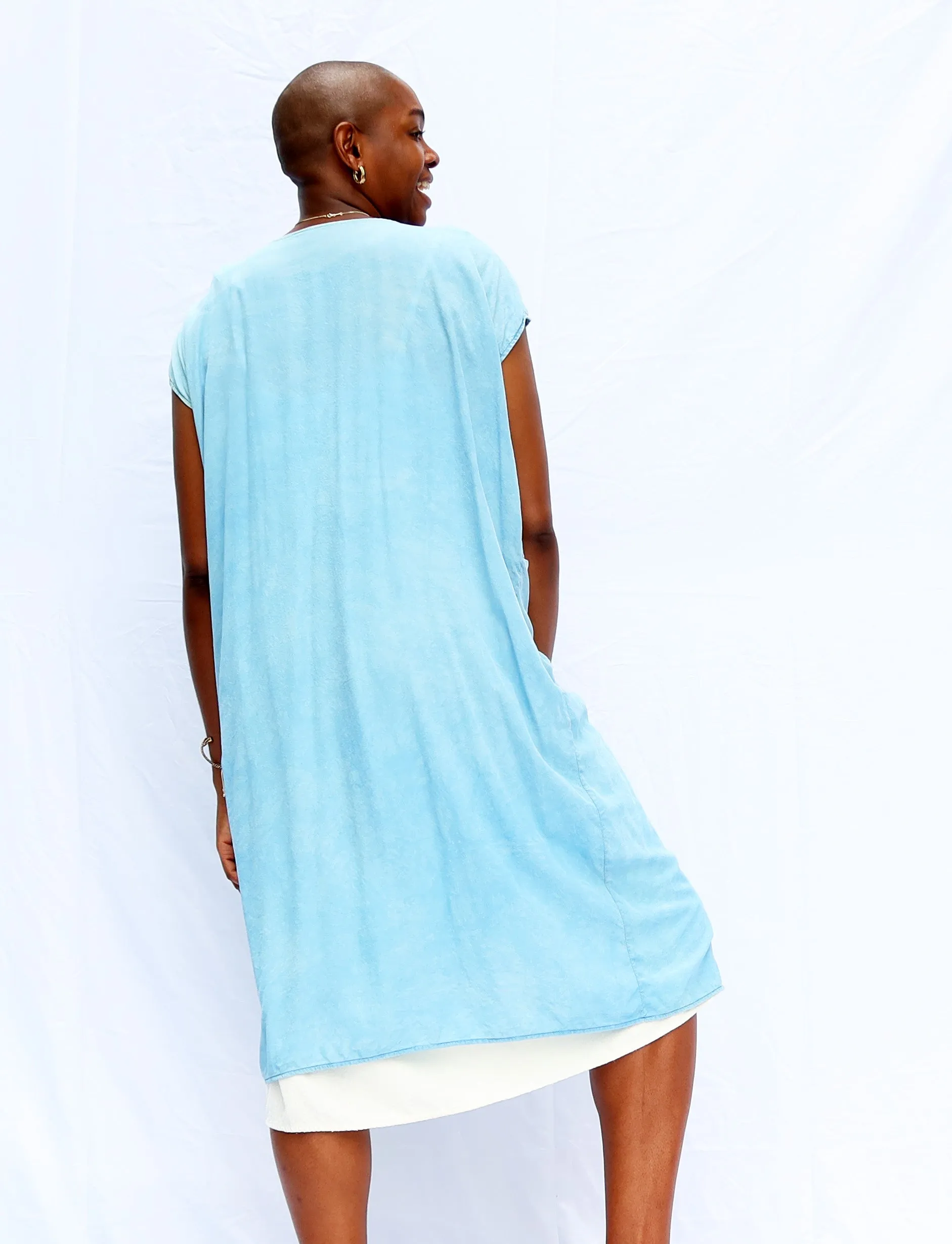 Silk Wrap Origami Below Knee Kaftan