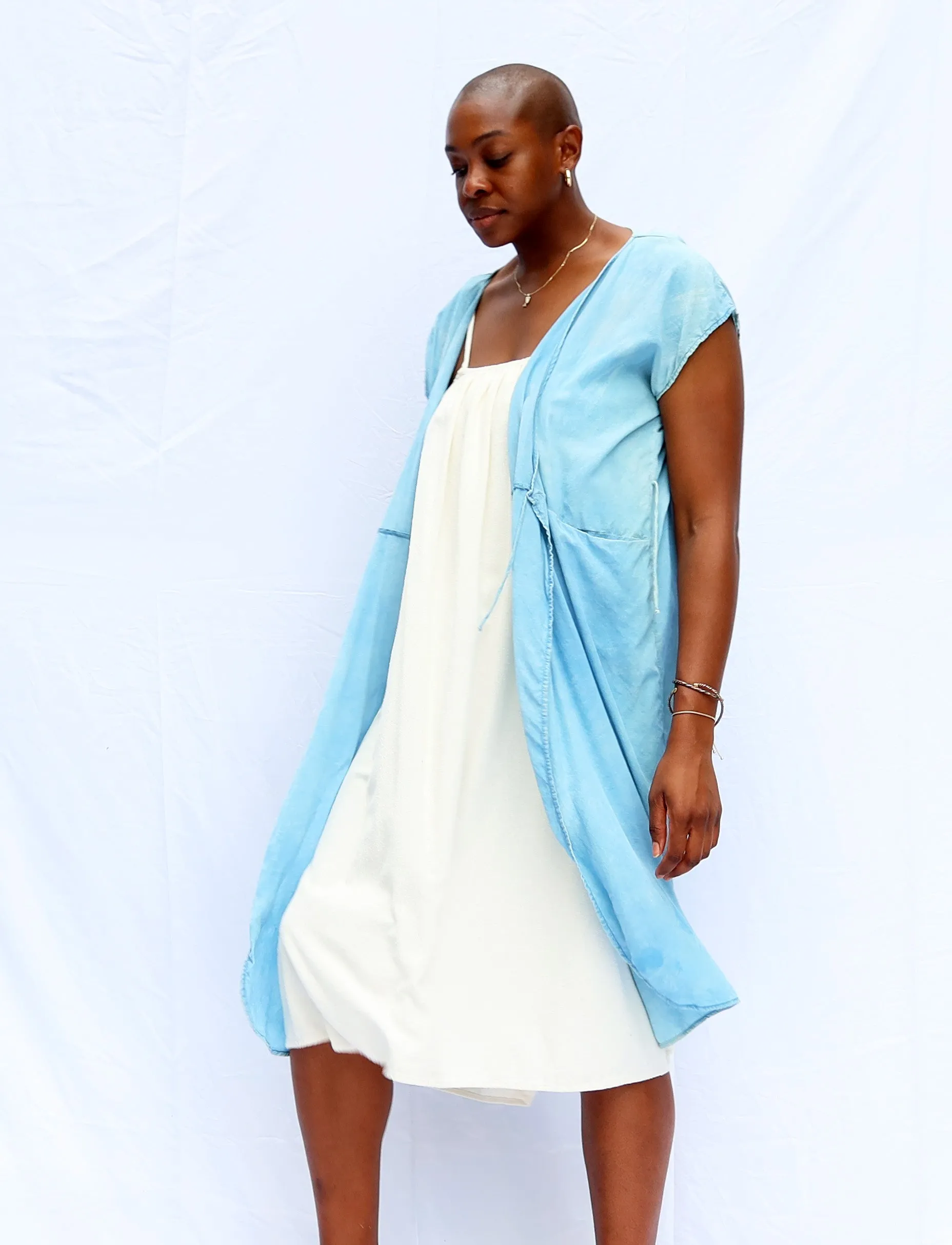 Silk Wrap Origami Below Knee Kaftan