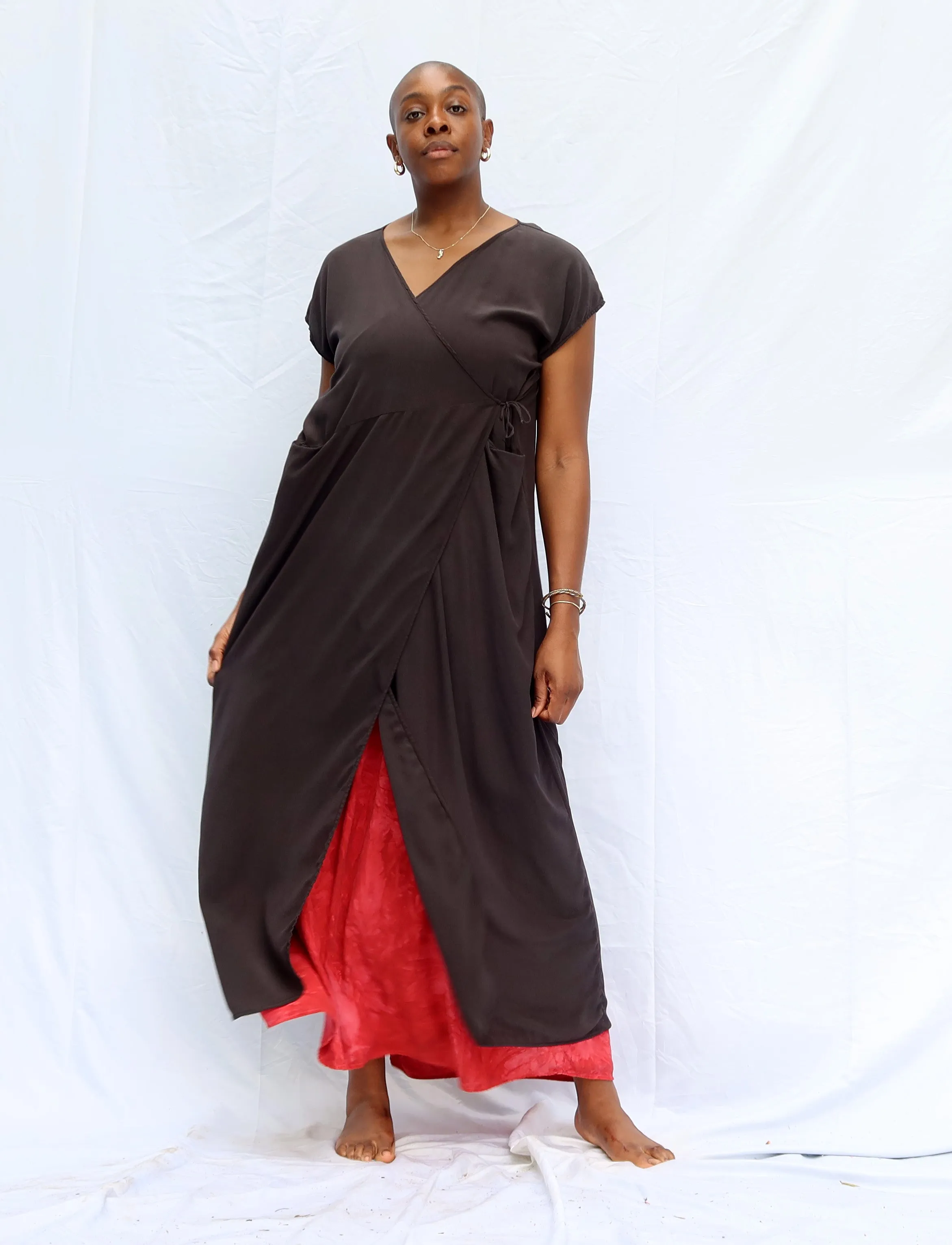 Silk Wrap Origami Long Kaftan