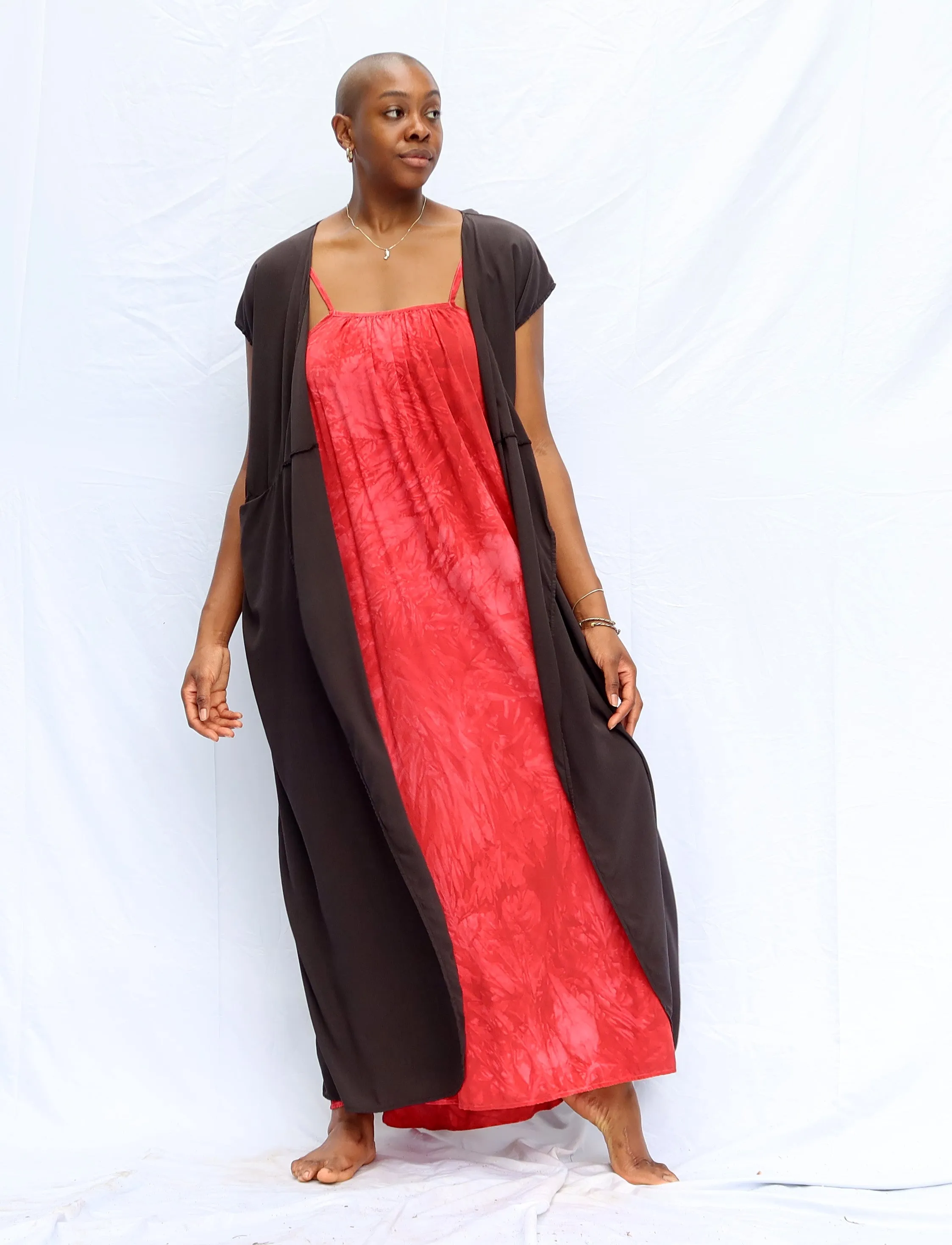 Silk Wrap Origami Long Kaftan