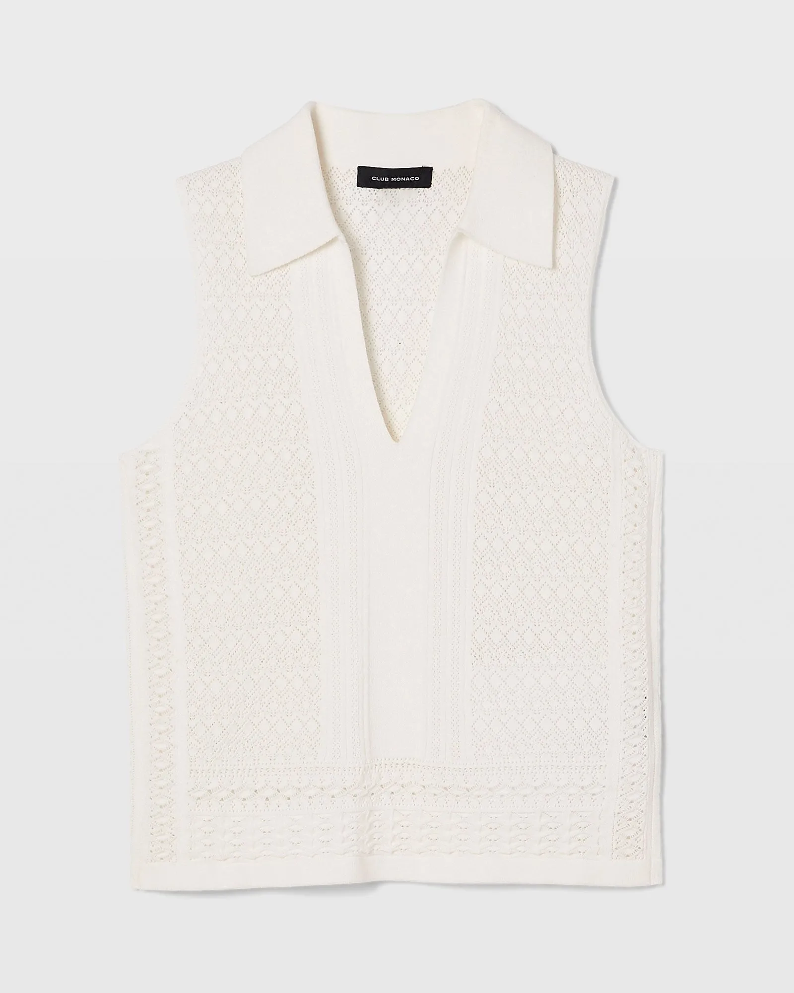 Sleeveless Johnny Collar Sweater