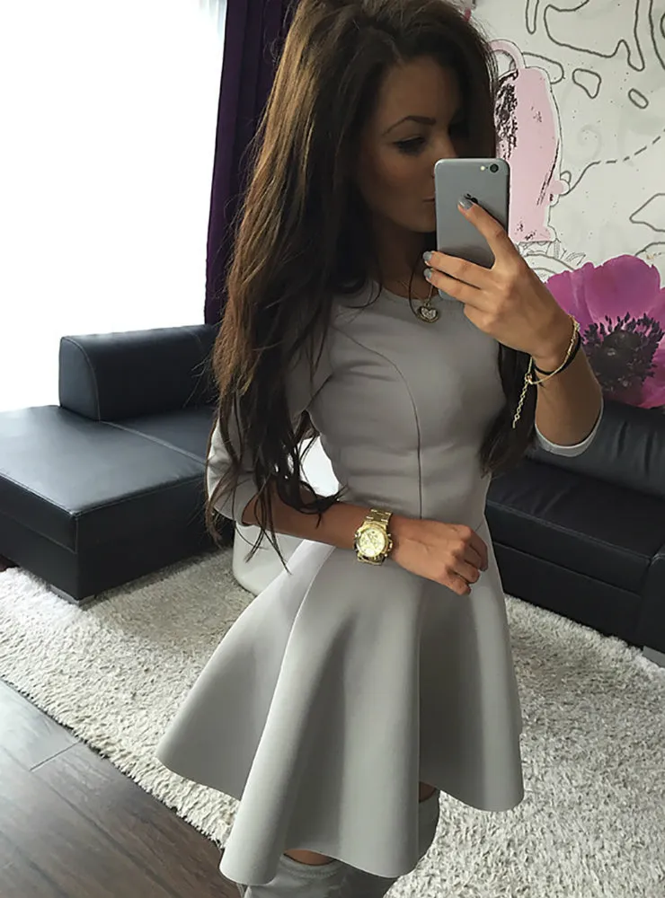 Spring Women Dress Bodycon Ruffles O Neck Office Dresses