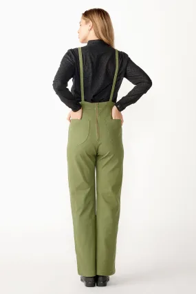 Stretch Denim Overalls - Olive