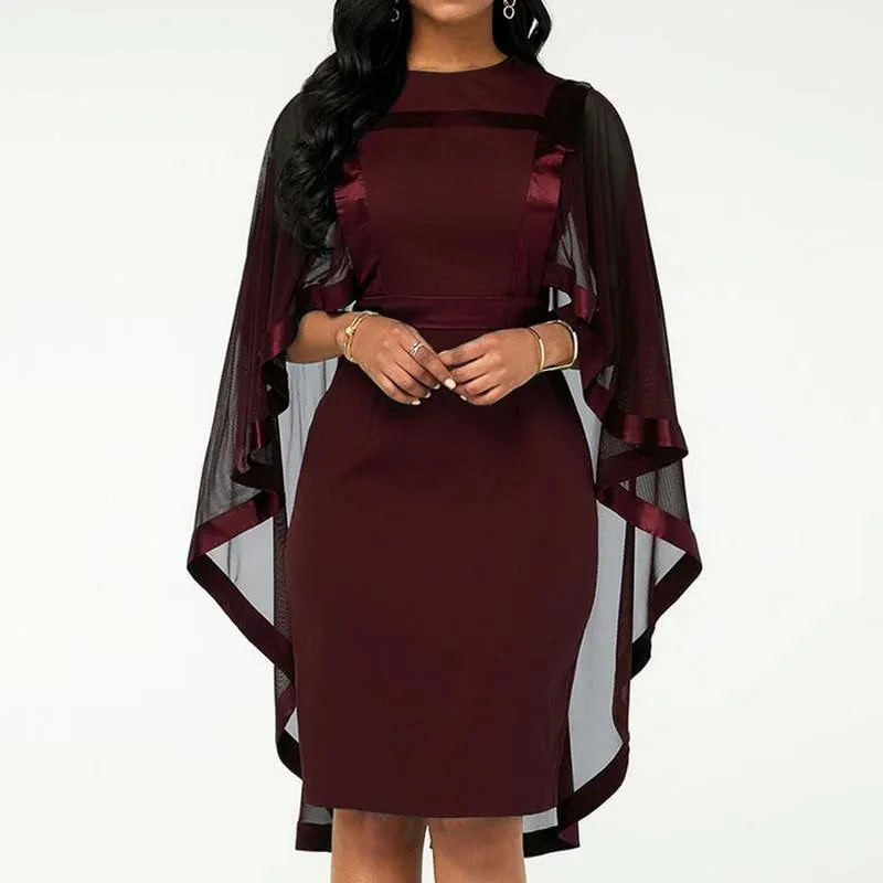 Summer Midi Dresses for Women Clothes Oversized Dresses Casual Vestidos De Tricô Femenino Cape Cloak Bodycon Dress Femme Robe