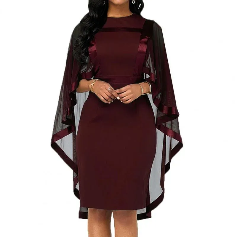 Summer Midi Dresses for Women Clothes Oversized Dresses Casual Vestidos De Tricô Femenino Cape Cloak Bodycon Dress Femme Robe