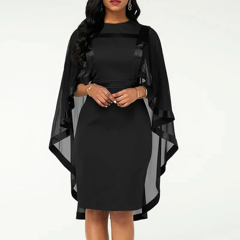 Summer Midi Dresses for Women Clothes Oversized Dresses Casual Vestidos De Tricô Femenino Cape Cloak Bodycon Dress Femme Robe