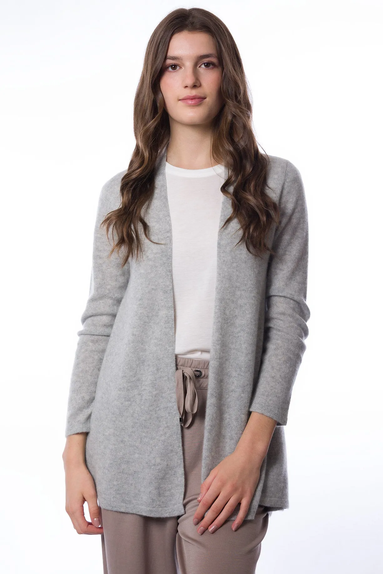 Sustainable Cashmere Lofty Longline Cardigan - Dove Grey