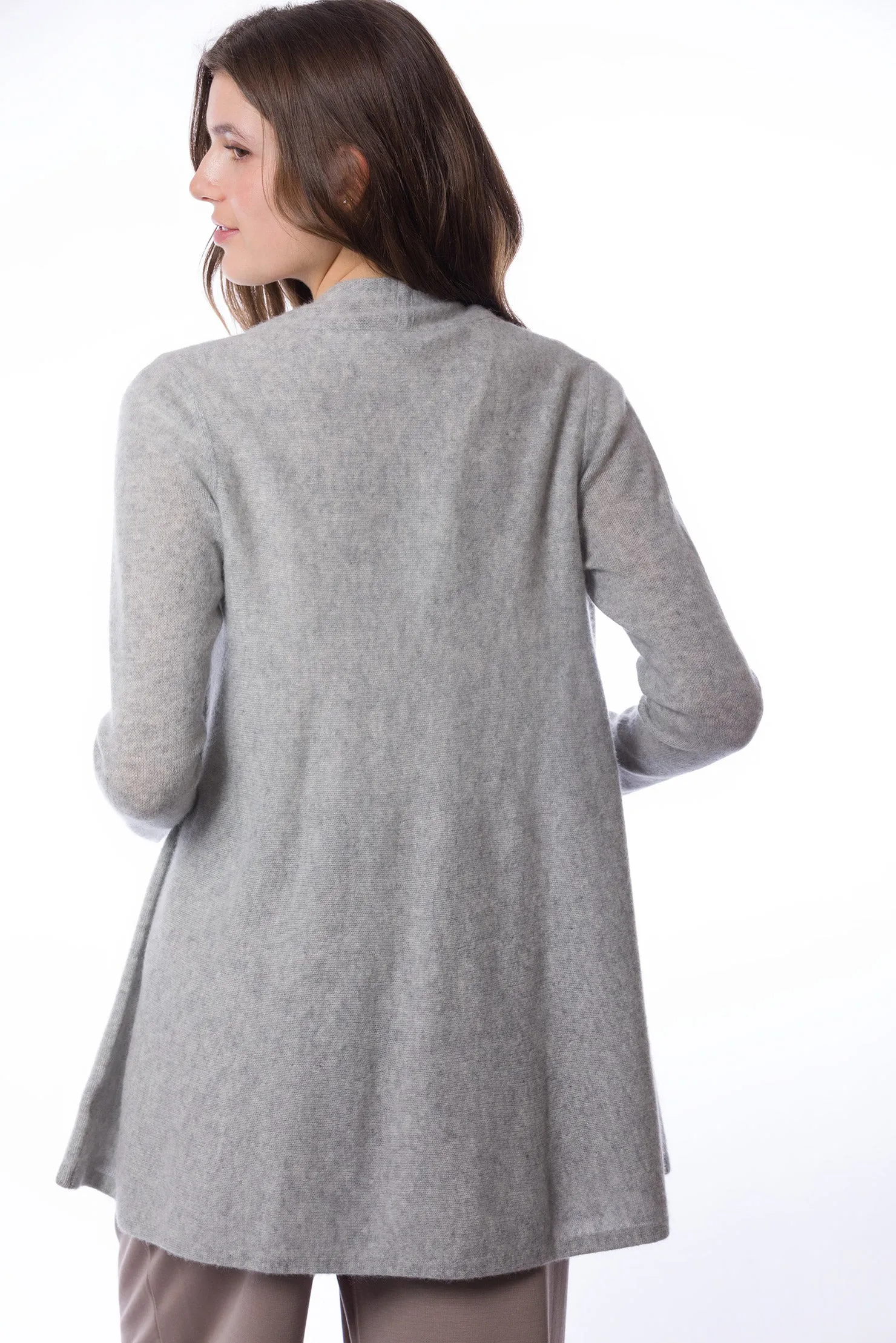 Sustainable Cashmere Lofty Longline Cardigan - Dove Grey