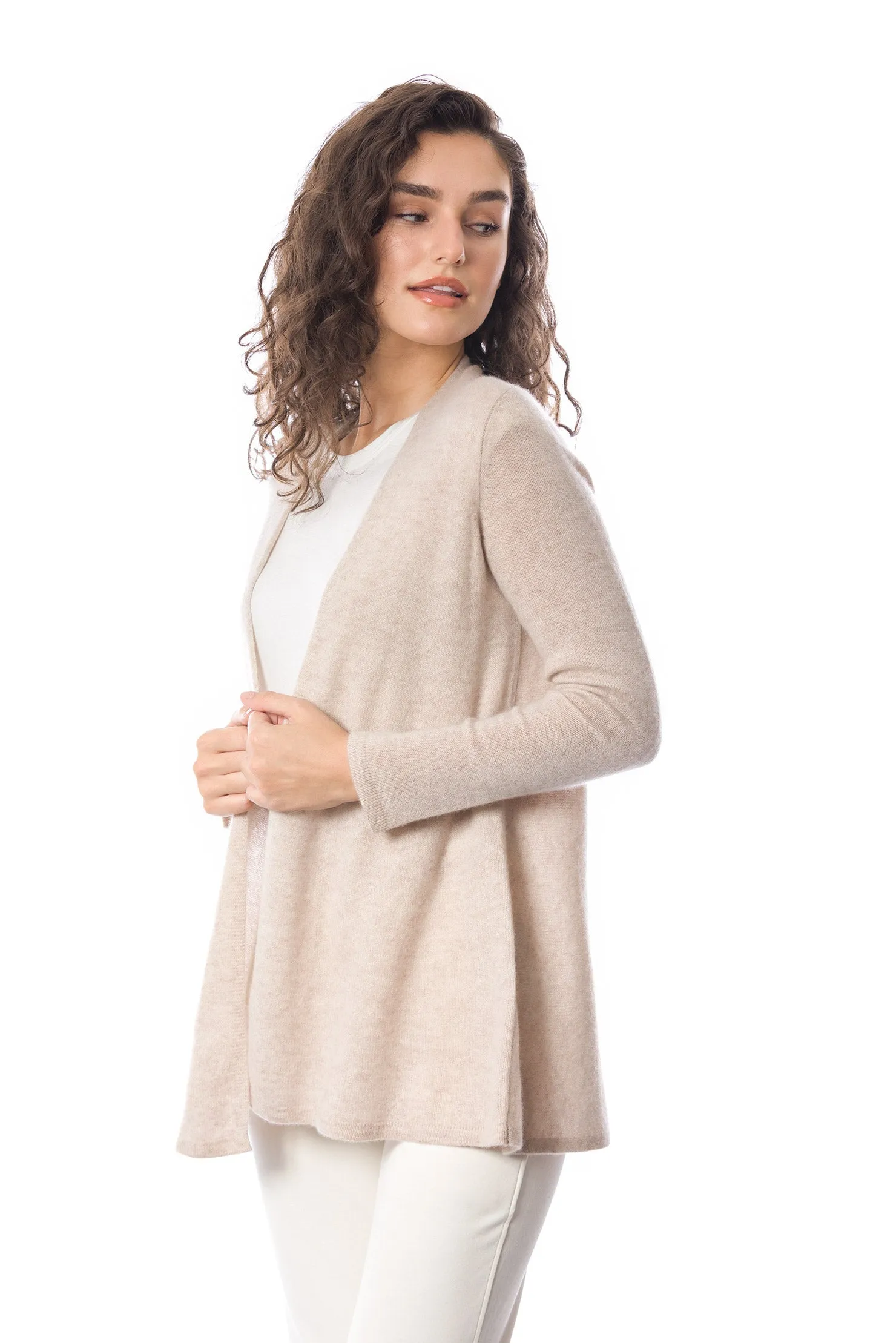 Sustainable Cashmere Lofty Longline Cardigan - Soft Beige