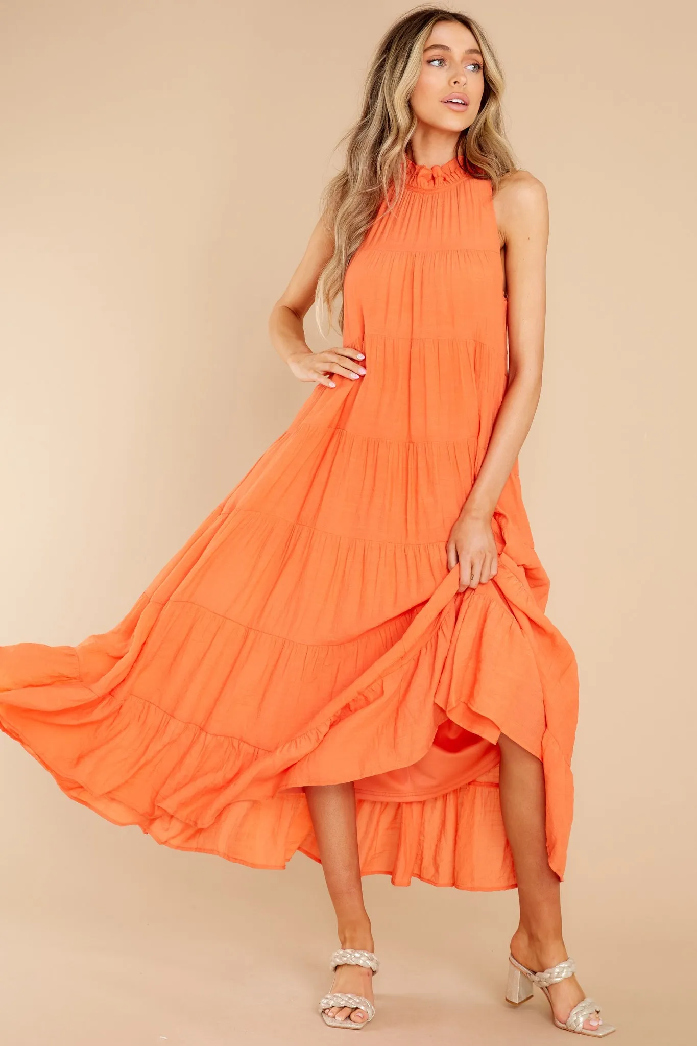 Take Me Dancing Orange Maxi Dress