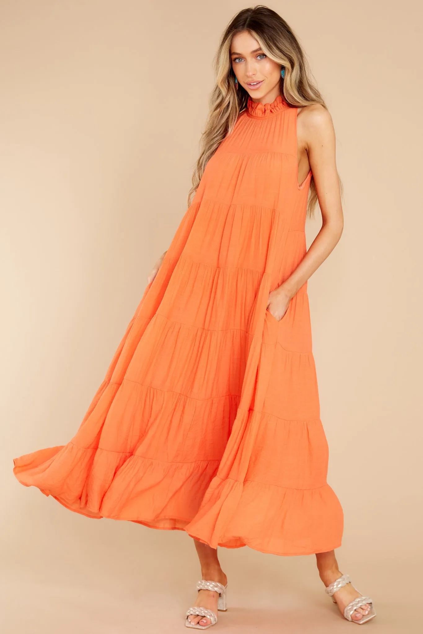 Take Me Dancing Orange Maxi Dress