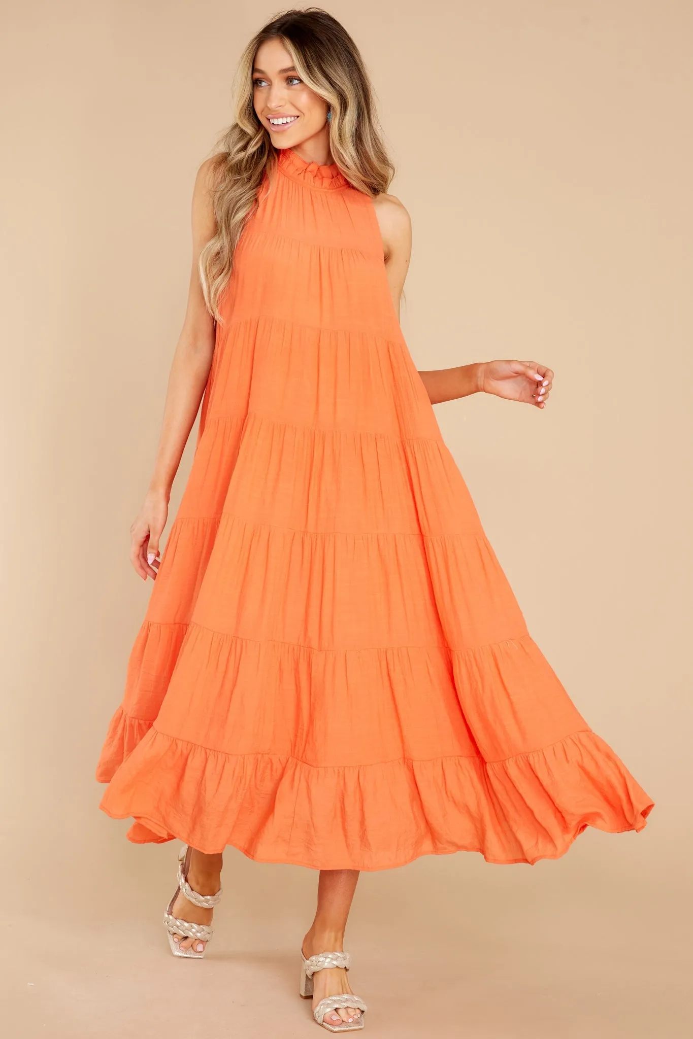 Take Me Dancing Orange Maxi Dress