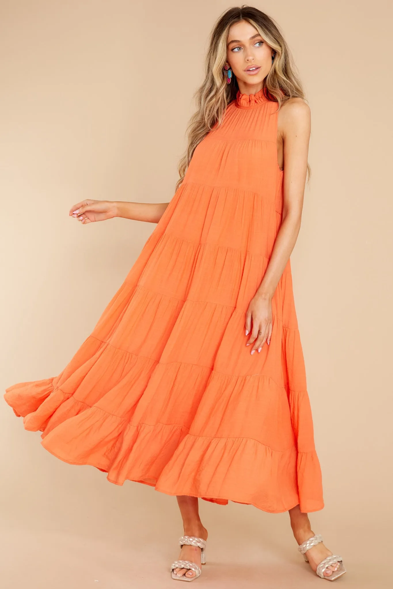 Take Me Dancing Orange Maxi Dress