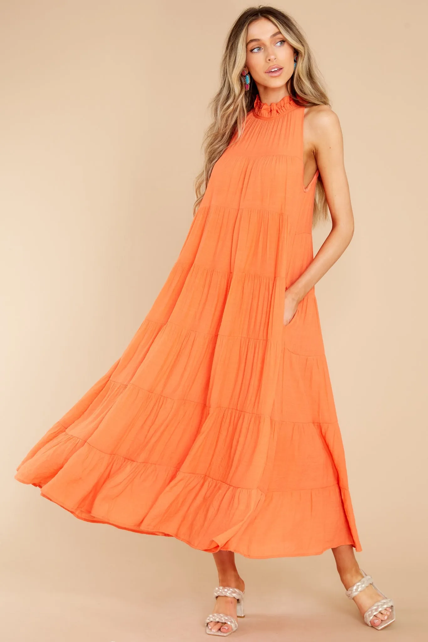 Take Me Dancing Orange Maxi Dress