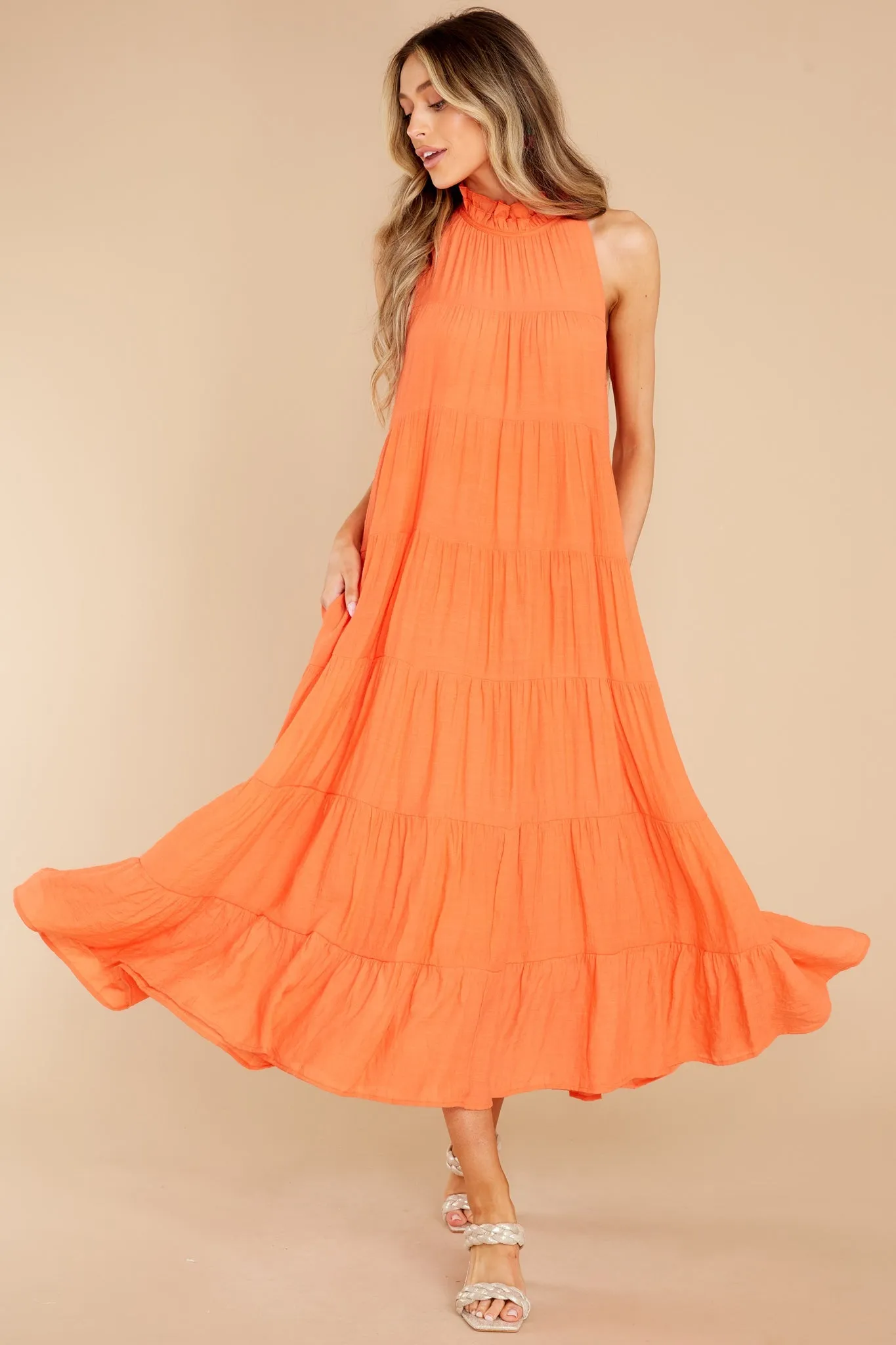 Take Me Dancing Orange Maxi Dress