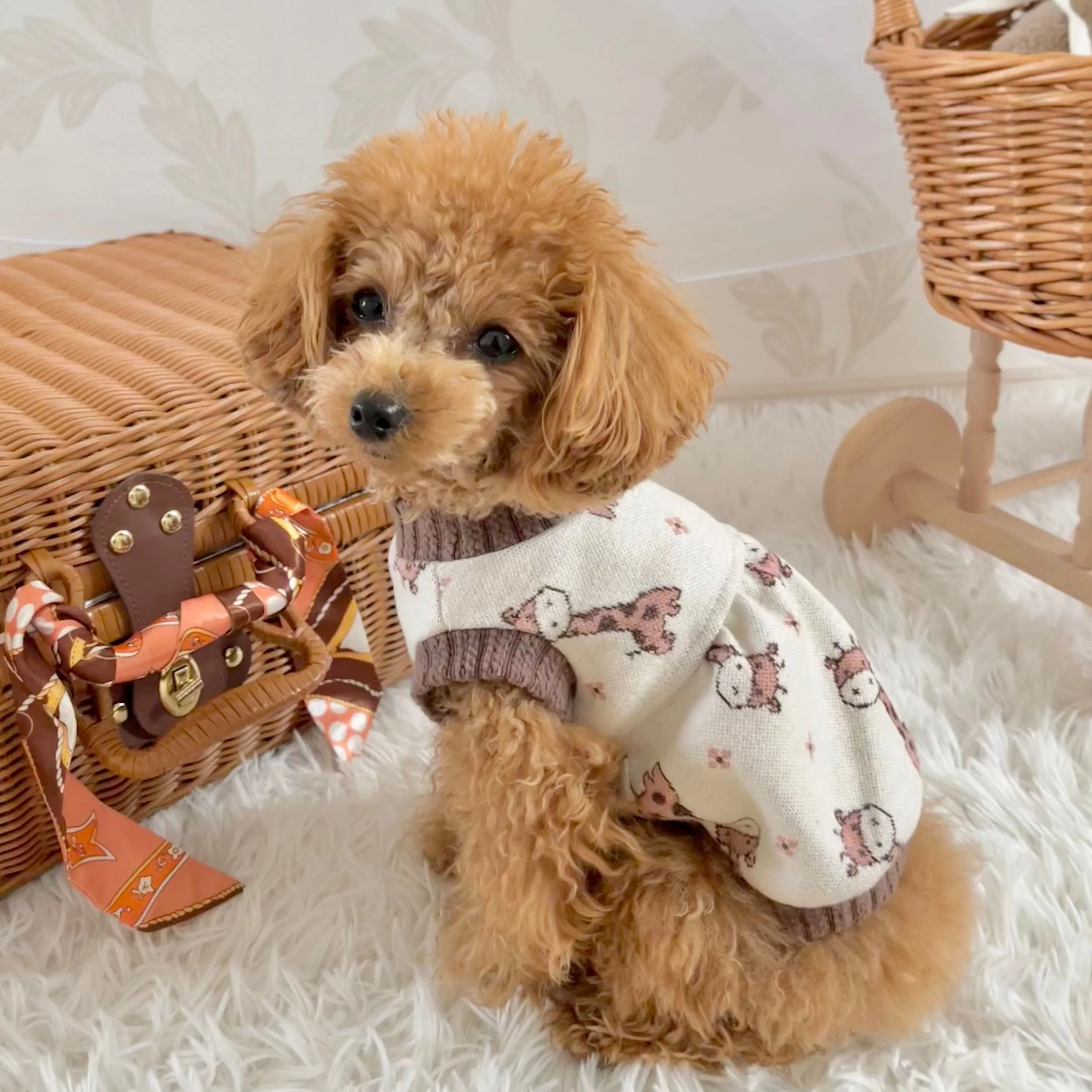 TaniWina Adorable Giraffe Pattern Pet Sweater: Knit Your Furry Friend a Cozy Wardrobe