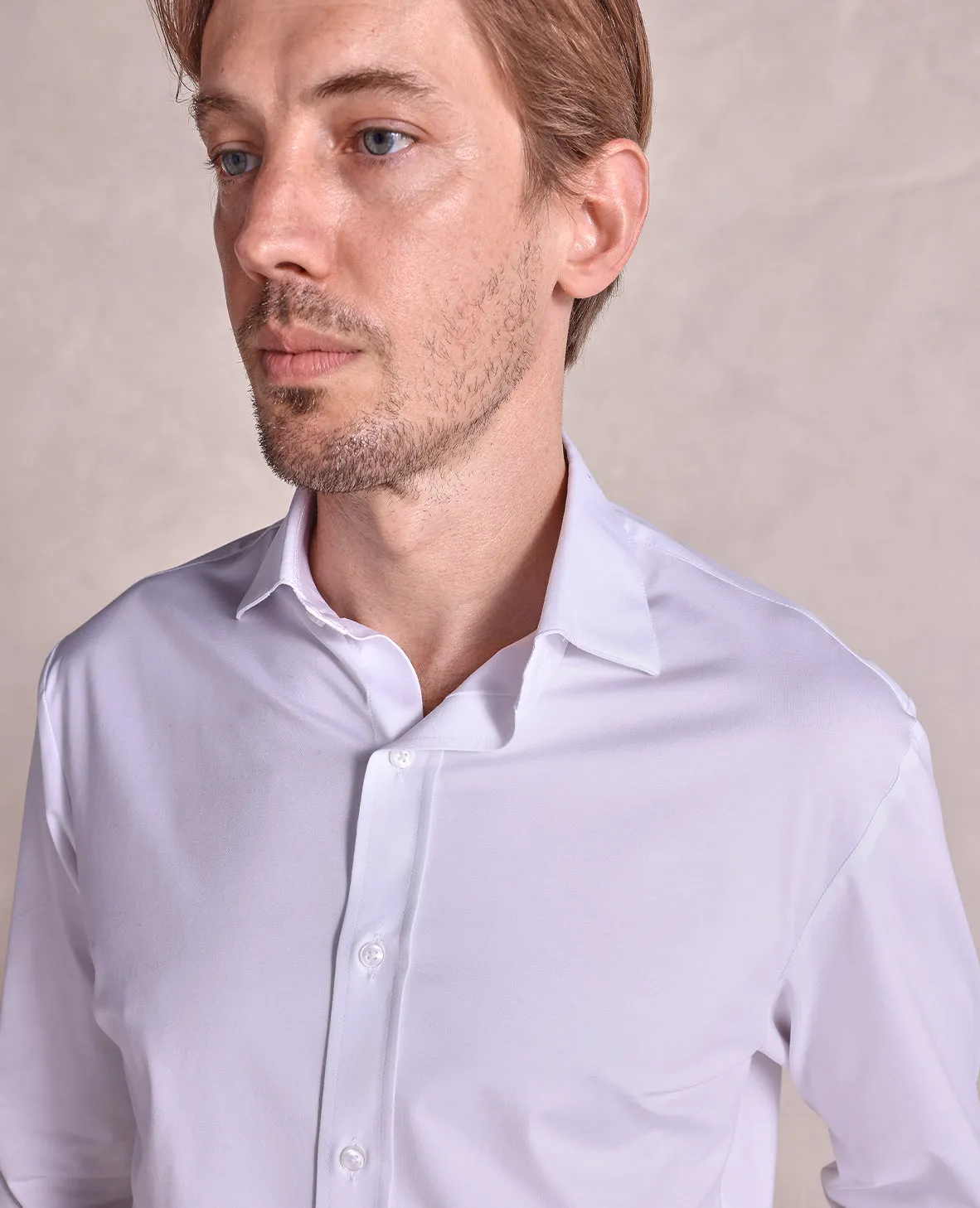 The Hayden - Non-Iron Knit Shirt - White