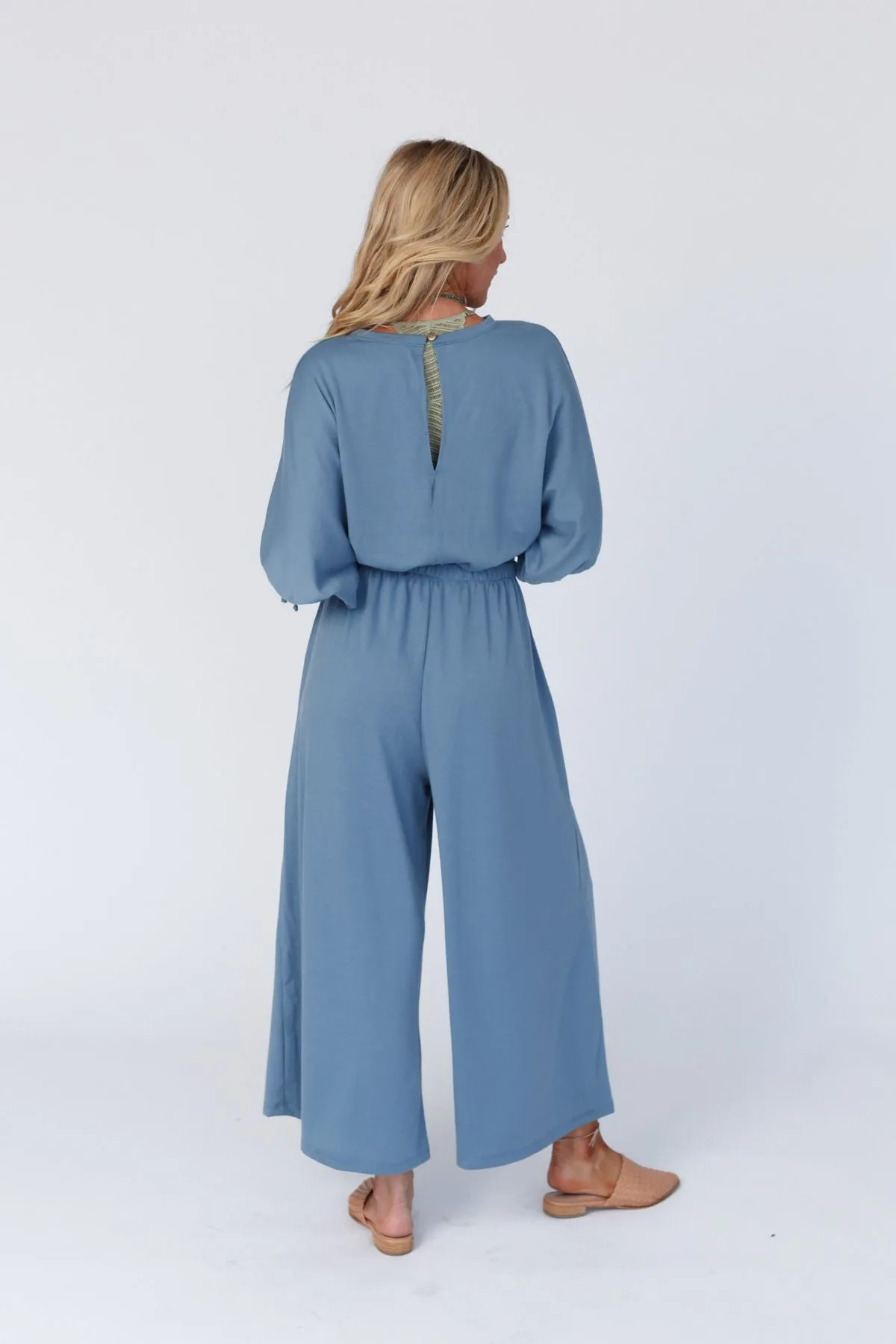 The Nest Carolina Comfy Wide Leg Jumpsuit -  Gun Metal