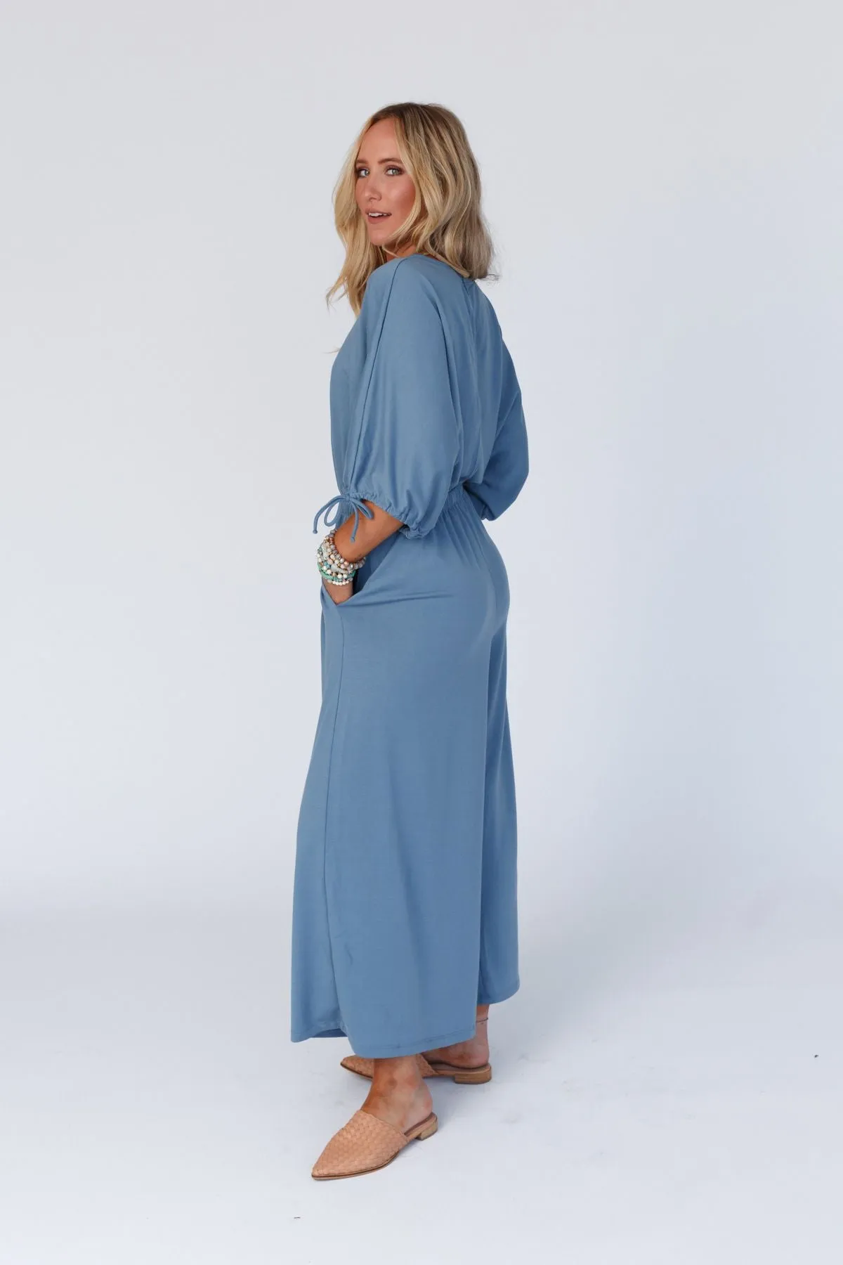 The Nest Carolina Comfy Wide Leg Jumpsuit -  Gun Metal