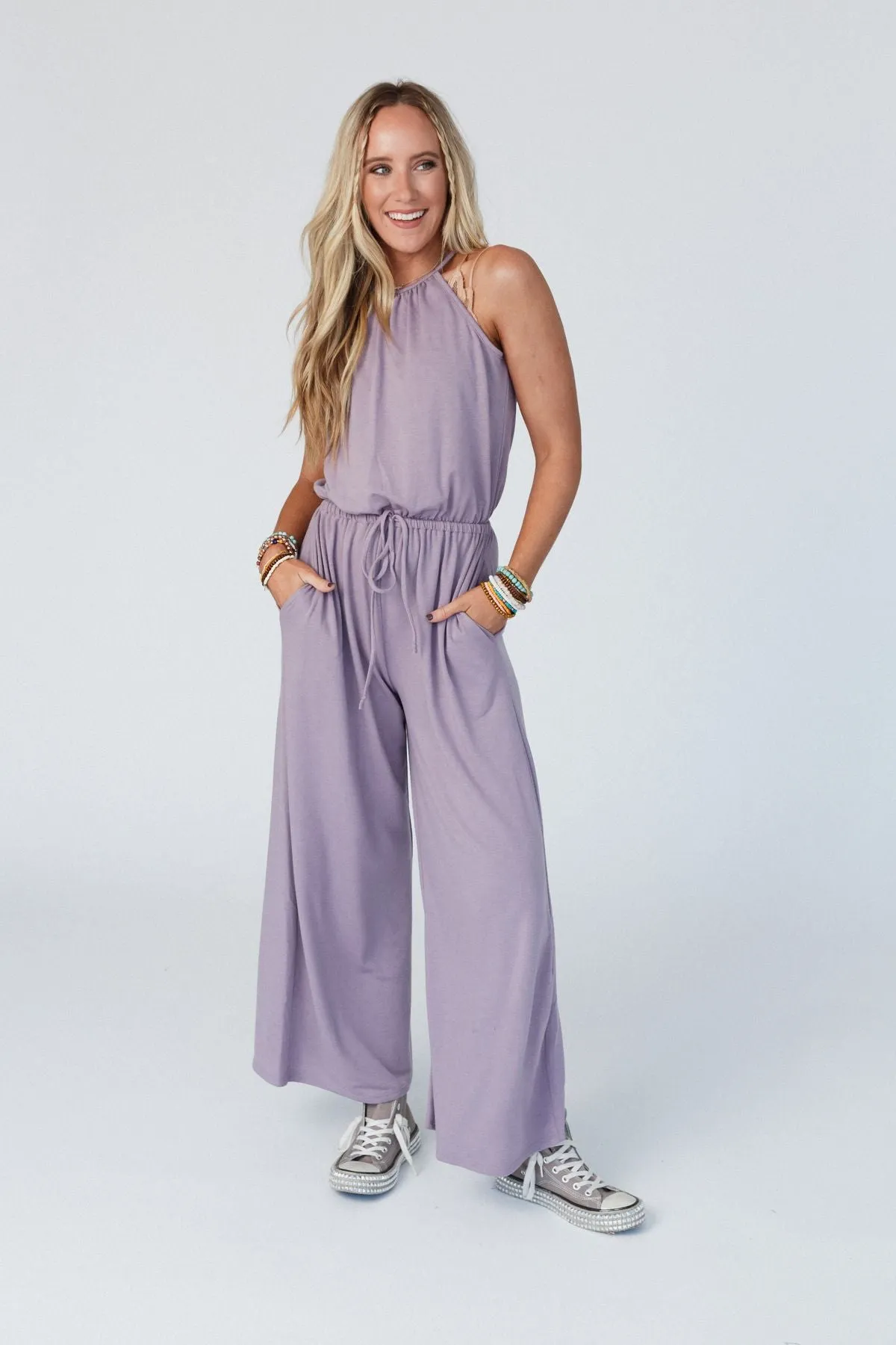 The Nest Lucky Love High Neck Jumpsuit - Dusty Mauve