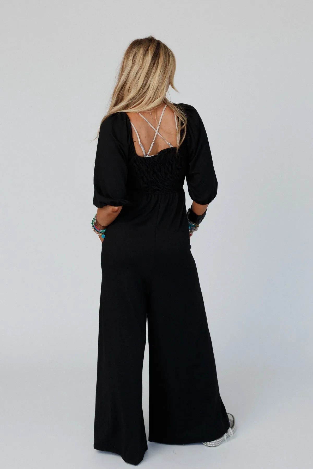 The Nest Nick Of Time Smocked Jumpsuit - Black