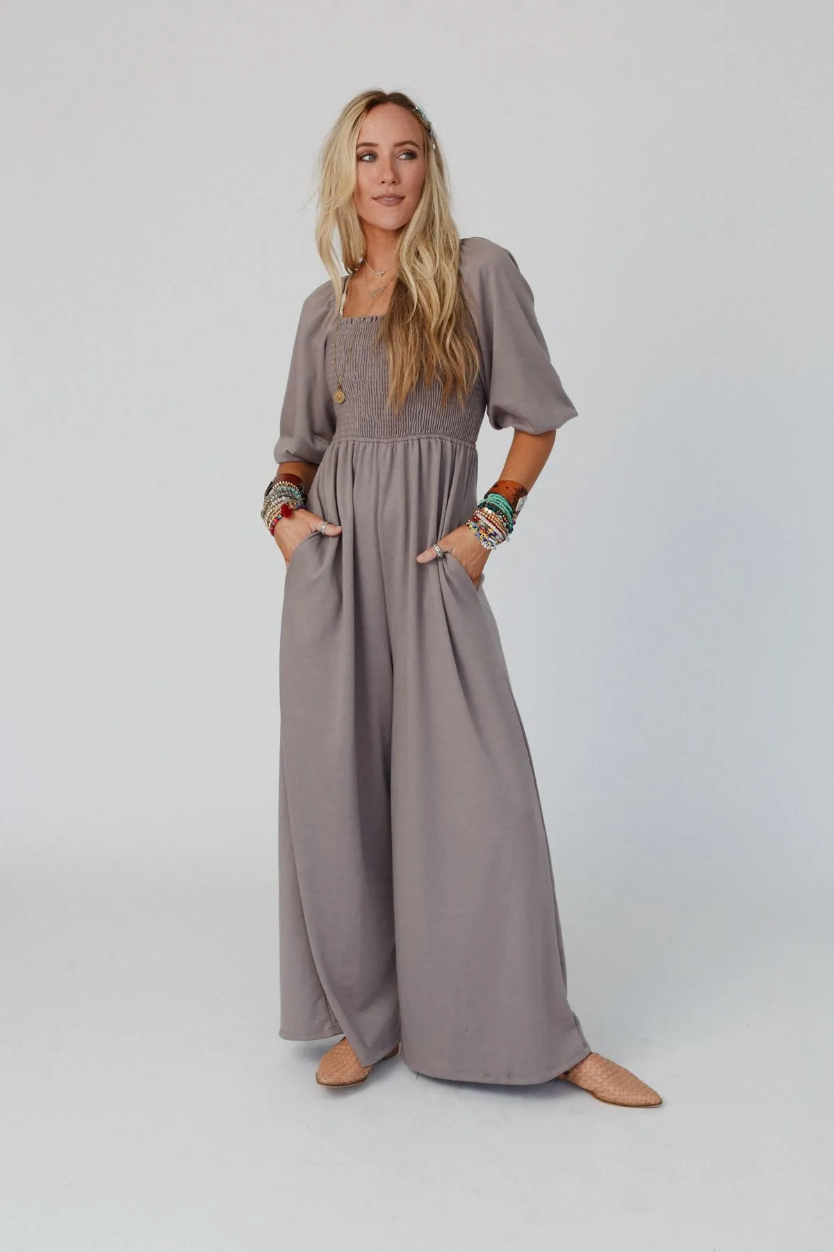 The Nest Nick Of Time Smocked Jumpsuit - Coco