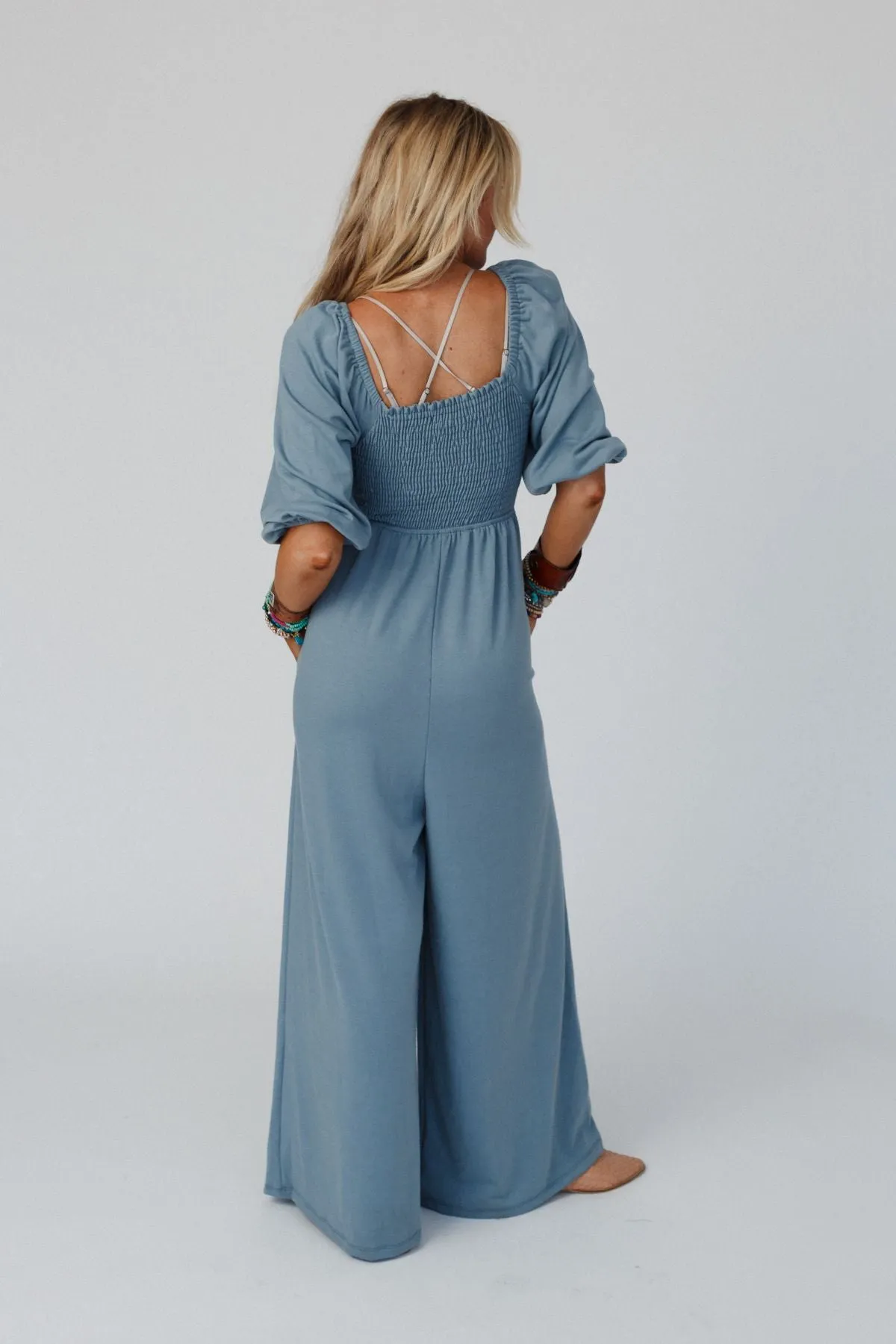 The Nest Nick Of Time Smocked Jumpsuit - Gunmetal