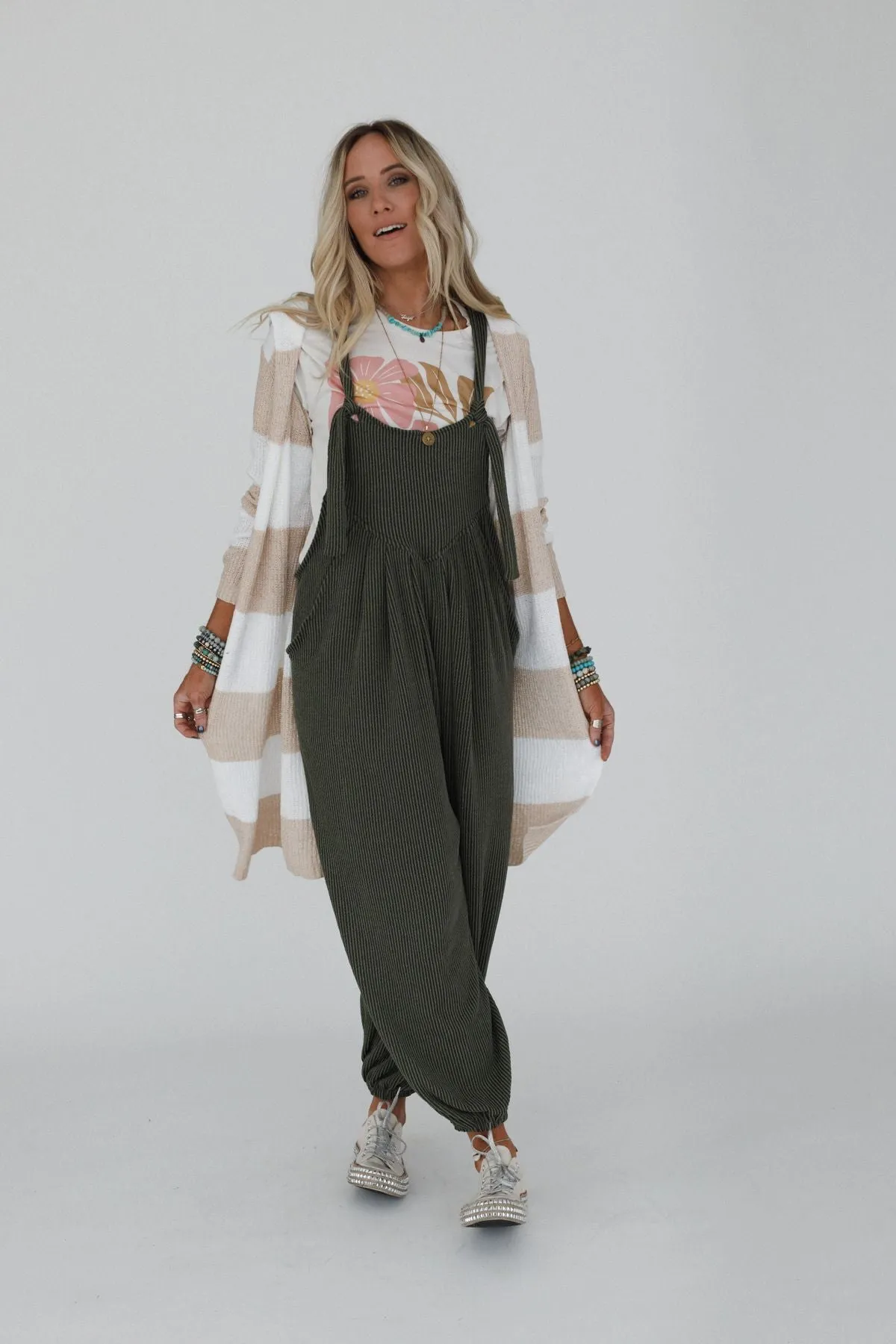 The Nest Tazzlynn Textured Jumpsuit - Olive