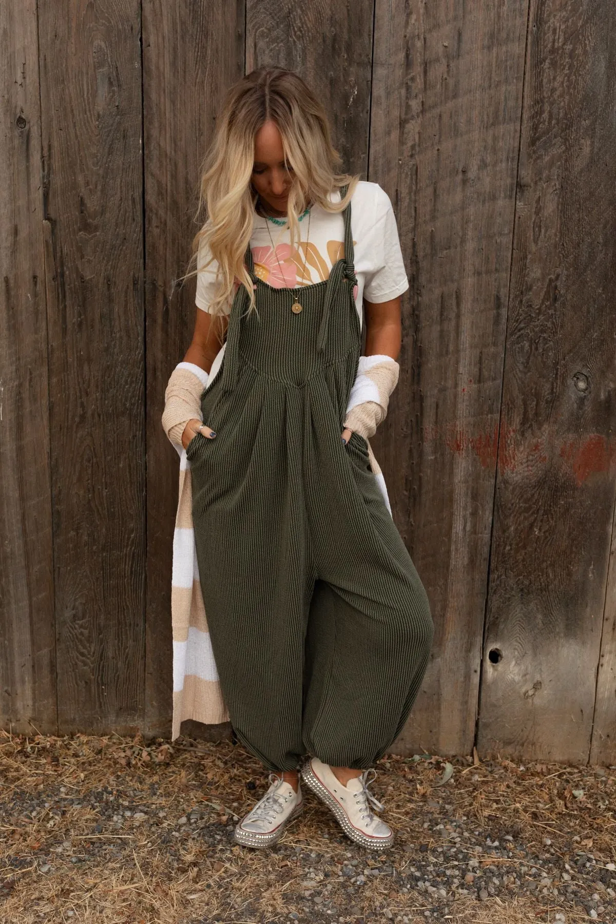 The Nest Tazzlynn Textured Jumpsuit - Olive