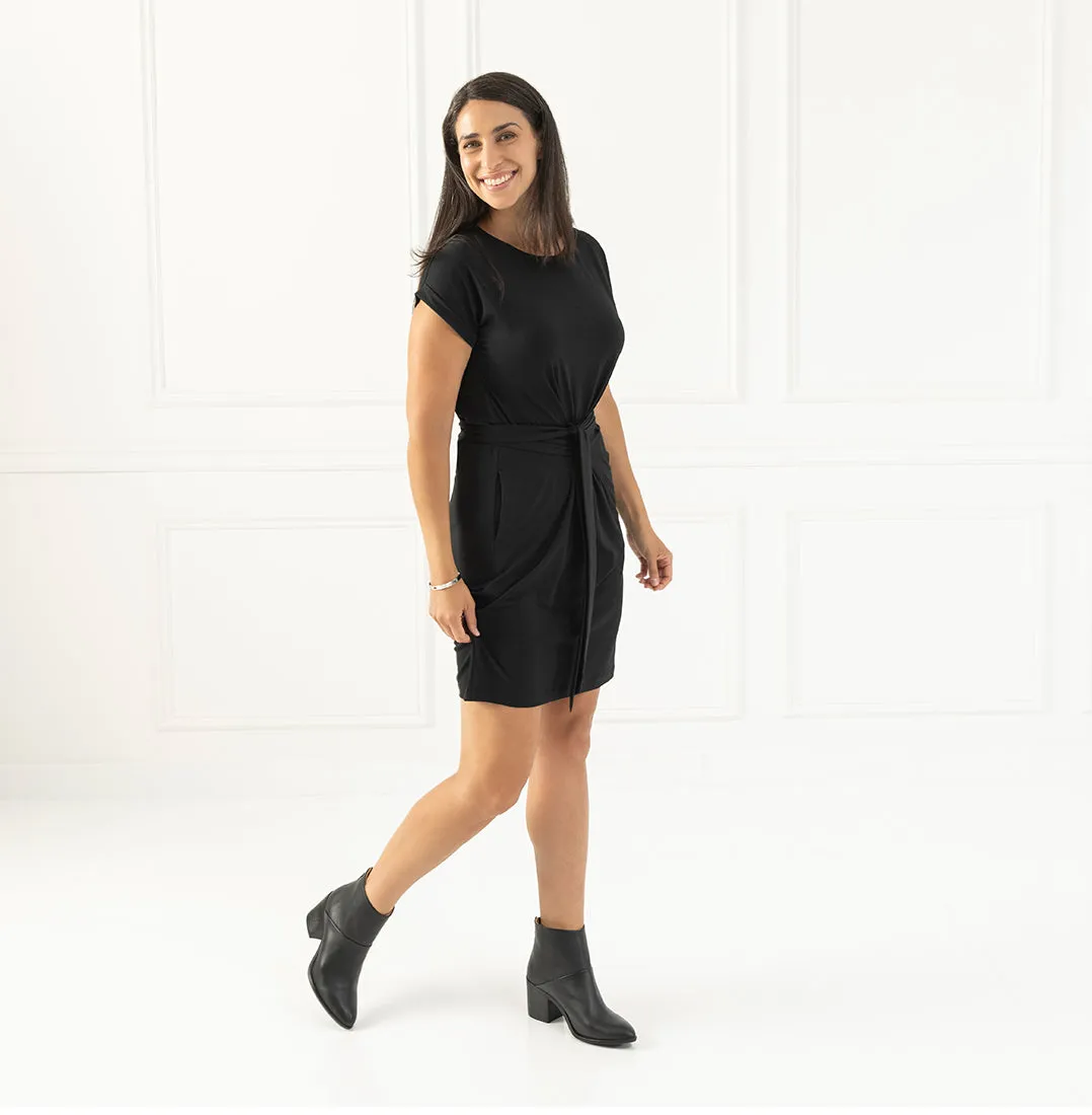 Threshold Tie Waist T-Shirt Dress Petite Fit - Onyx Black