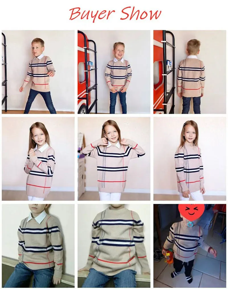 Toddler Kid Boy/Girl Pullover Top Long Sleeve Plaid Sweater