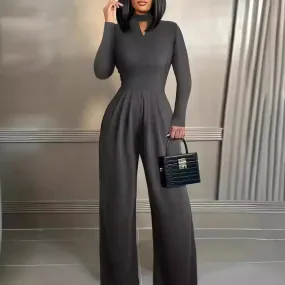 Turtleneck Long Sleeve Knitted Jumpsuit